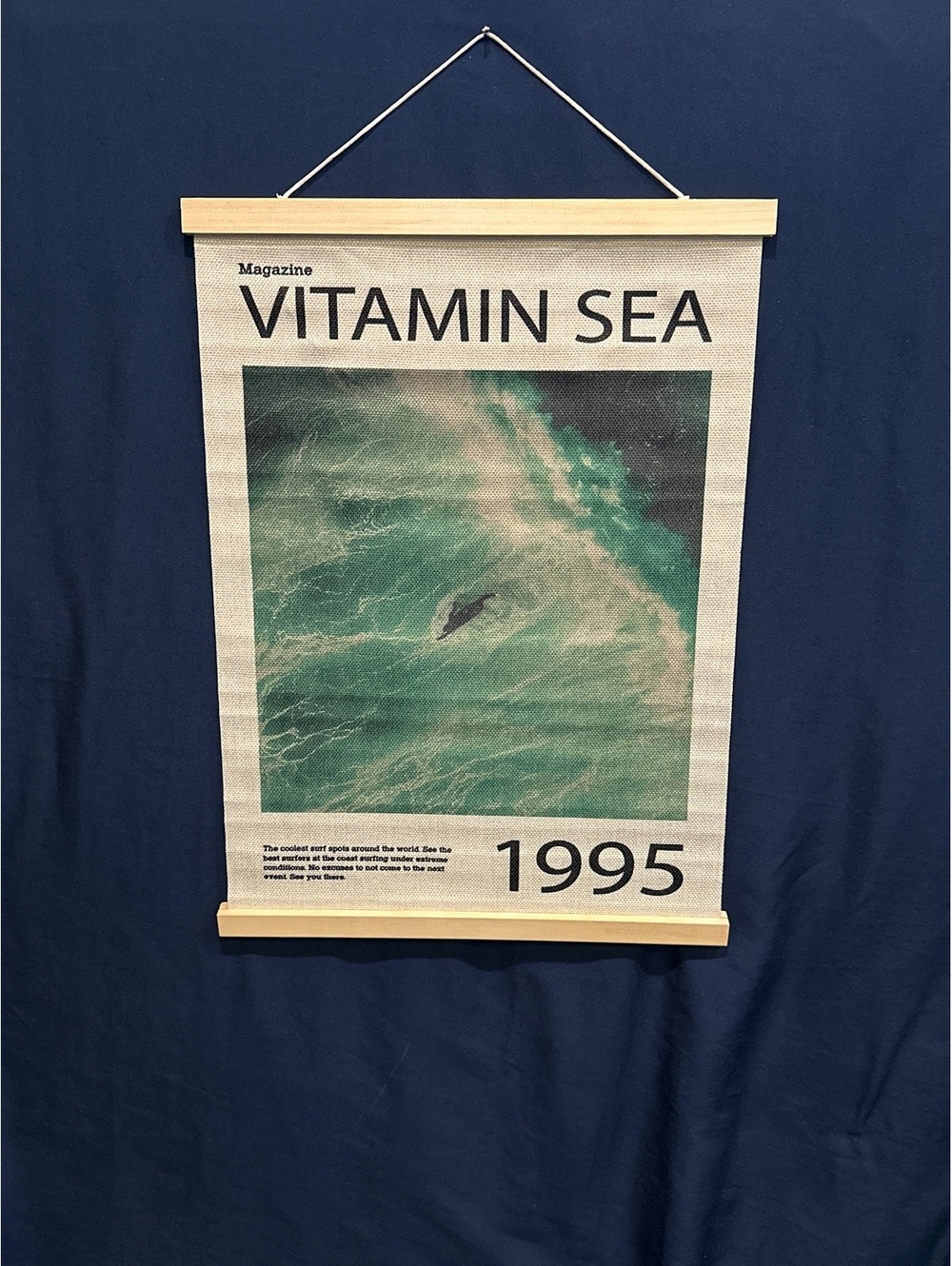 Vintage 1995 Vitamin Sea Ocean Wave Wall Hanging Scroll